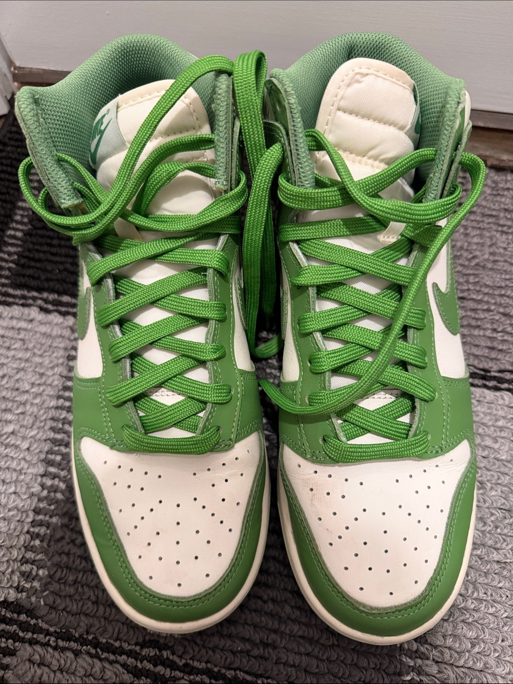 Nike Women's High-Top Sneakers in Green and White